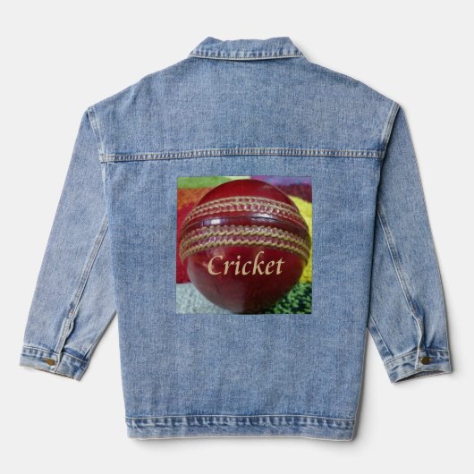 Cricket: Red Hard Ball Art Print Denim Jacket (Achterkant)