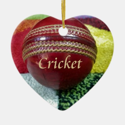 Cricket: Red Hard Ball Art Print Keramisch Ornament (Voorkant)