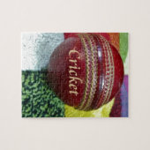 Cricket: Red Hard Ball Art Print Legpuzzel (Horizontaal)