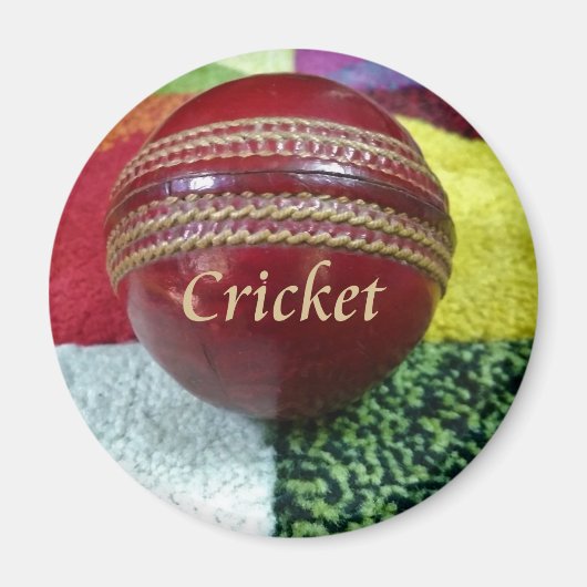 Cricket: Red Hard Ball Art Print Magneet (Voorkant)