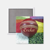 Cricket: Red Hard Ball Art Print Magneet (Voorkant / Achterkant)