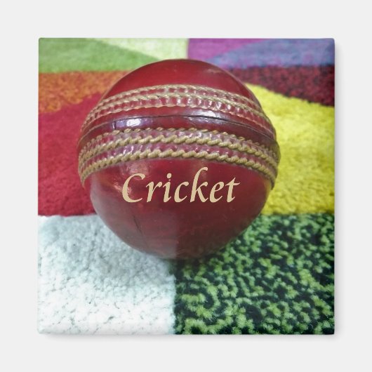 Cricket: Red Hard Ball Art Print Magneet (Voorkant)