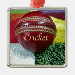 Cricket: Red Hard Ball Art Print Metalen Ornament