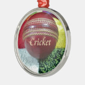 Cricket: Red Hard Ball Art Print Metalen Ornament (Links)
