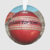 Cricket: Red Hard Ball Art Print Ornament (voorkant)