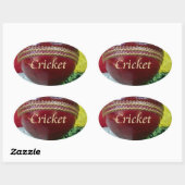 Cricket: Red Hard Ball Art Print Ovale Sticker (Vel)