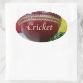 Cricket: Red Hard Ball Art Print Ovale Sticker (Tas)