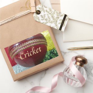 Cricket: Red Hard Ball Art Print Rechthoekige Sticker