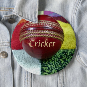 Cricket: Red Hard Ball Art Print Ronde Button 6,0 Cm