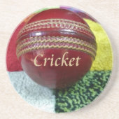 Cricket: Red Hard Ball Art Print Zandsteen Onderzetter (Voorkant)