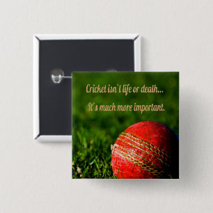 Cricket Rode Bal Grappig Motiverend Vierkante Button 5,1 Cm