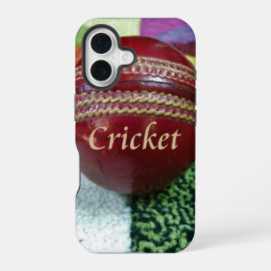 Cricket: Rode Harde Bal Kunstprint iPhone 16 Hoesje