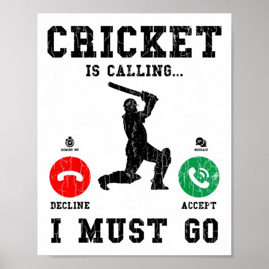 Cricket roept grappische afbeelding voor speler poster (Voorkant)