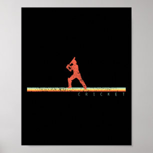 Cricket Speler Coach Cadeau Sport Retro Poster