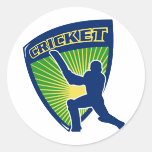 cricket sport batsman batting shield ronde sticker