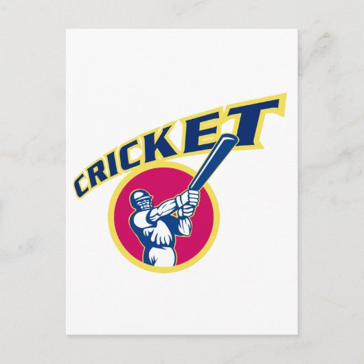 cricket sport batsman briefkaart (Voorkant)