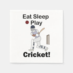 Cricket Sport Eten Slapen Spelen Cricket Feestje Servet