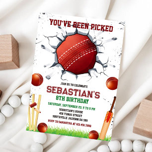 Cricket Sport Feest Verjaardagsuitnodiging Kaart