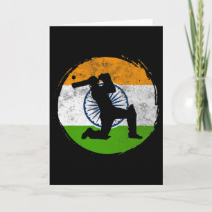 Cricket Sport Game Vlag Van India Cricketspeler Kaart