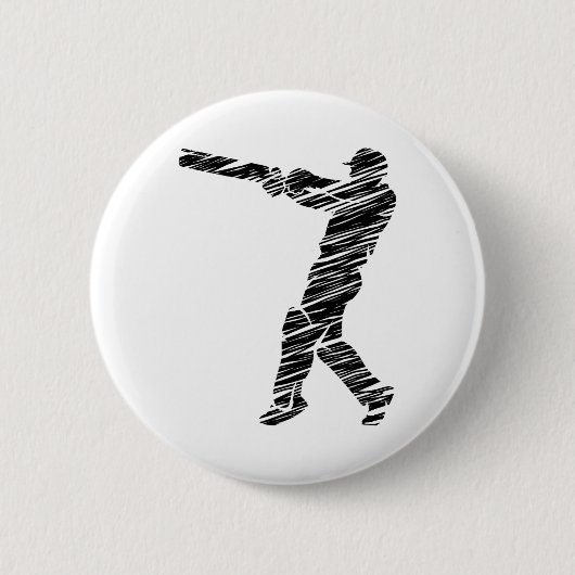 Cricket Sport Speler 6  Ronde Button 5,7 Cm (Voorkant)