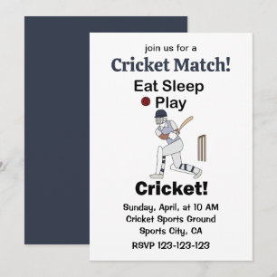 Cricket Sporten Eten Slapen Spelen Cricket Wedstri Kaart
