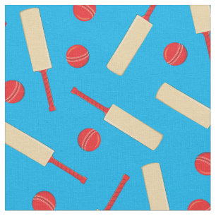 Cricket Sports Bats and Balls Boys Decor Blue Stof