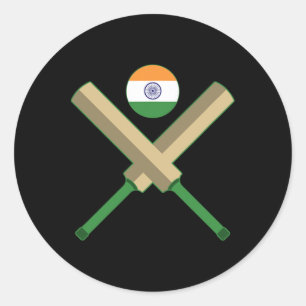 Cricket T Cricket Ll Indiase Vlag India Cricket Ronde Sticker