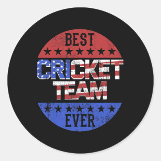 Cricket Team Player Independence Day Patriotic Usa Ronde Sticker