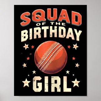 Cricket-themed Squad Of The Birthday Girl  Poster