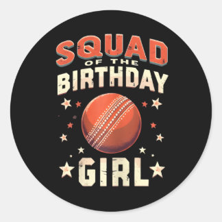 Cricket-themed Squad Of The Birthday Girl  Ronde Sticker