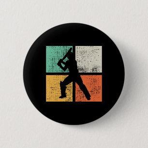 Cricket Tsman Cadeau Speler Coach Retro  Ronde Button 5,7 Cm
