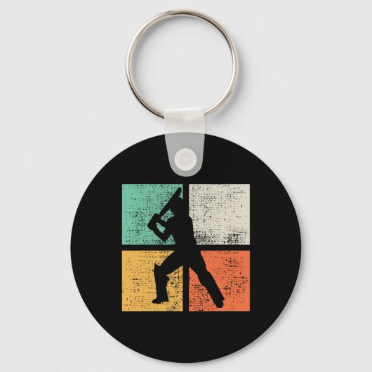 Cricket Tsman Cadeau Speler Coach Retro Sleutelhanger (Voorkant)