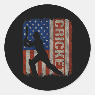 Cricket Usa American Flag Vintage 4th Of July Gift Ronde Sticker