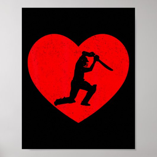 Cricket Valentijn Hartvormige Cricket Liefhebbers Poster (Voorkant)