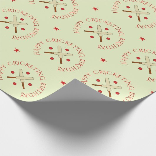 Cricket verjaardag aangepaste tekst ster cadeaupapier (Hoek)