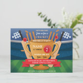 Cricket Verjaardag Party Sport Winnaar Cup Uitnodi Kaart (Staand voorkant)