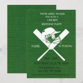 Cricket verjaardagsfeest sportieve uitnodiging (Voorkant / Achterkant)