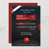 Cricket verjaardagsfeest sportieve uitnodiging (Voorkant / Achterkant)