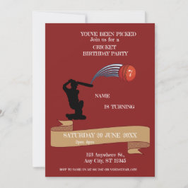 Cricket verjaardagsfeest sportieve uitnodiging