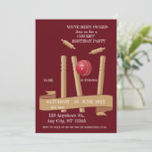 Cricket verjaardagsfeest sportuitnodiging kaart (Staand voorkant)