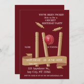 Cricket verjaardagsfeest sportuitnodiging kaart (Voorkant / Achterkant)