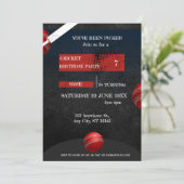 Cricket verjaardagsfeest sportuitnodiging kaart (Staand voorkant)