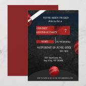 Cricket verjaardagsfeest sportuitnodiging kaart (Voorkant / Achterkant)