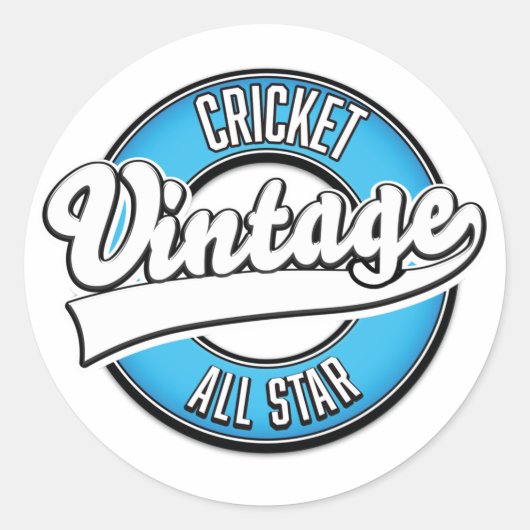 Cricket Vintage all star logo Ronde Sticker (Voorkant)