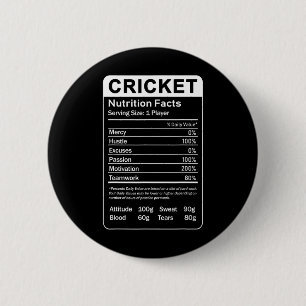 Cricket Voedingsfeiten Sarcastische Speler Ronde Button 5,7 Cm