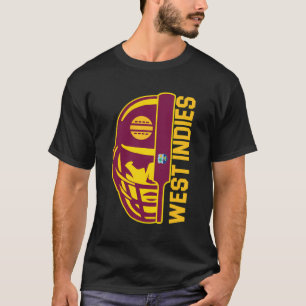 Cricket West Indies Fan Helmet Ball en Bat Design T-shirt