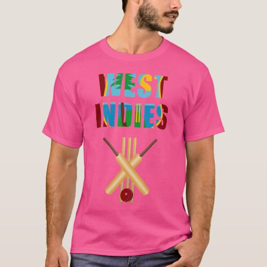 Cricket West Indies Vlag Bat Bal Wicket T-shirt (Voorkant)