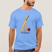 Cricket Wicket, Bat and Ball sjabloon T-shirt (Voorkant)