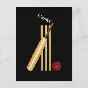 Cricket - Wicket, Bat en Bal Briefkaart