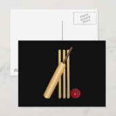 Cricket, wicket, bat en bal briefkaart (Voorkant / Achterkant)